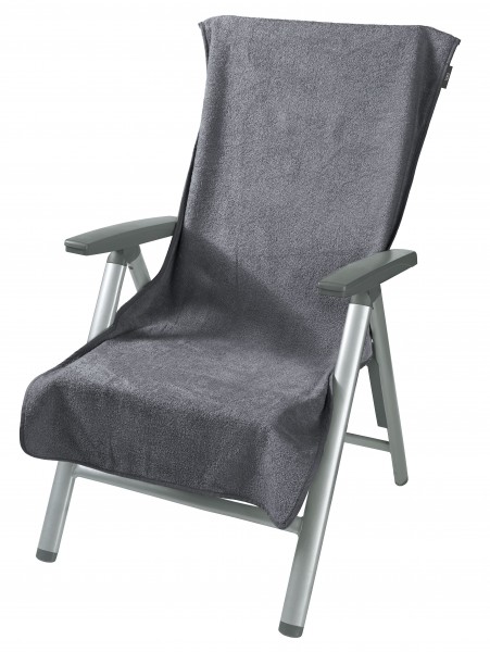 Frottier Gartenstuhlauflage, grau, 60x130cm mit 20cm Umschlag