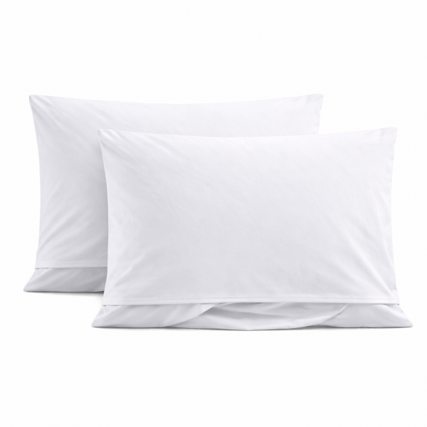 2er Pg. Kopfkissenbezug 60 x 80 cm Kochfest, Hotelverschluß, weiß, Linon, 95 Grad Wäsche, Kissenhüll